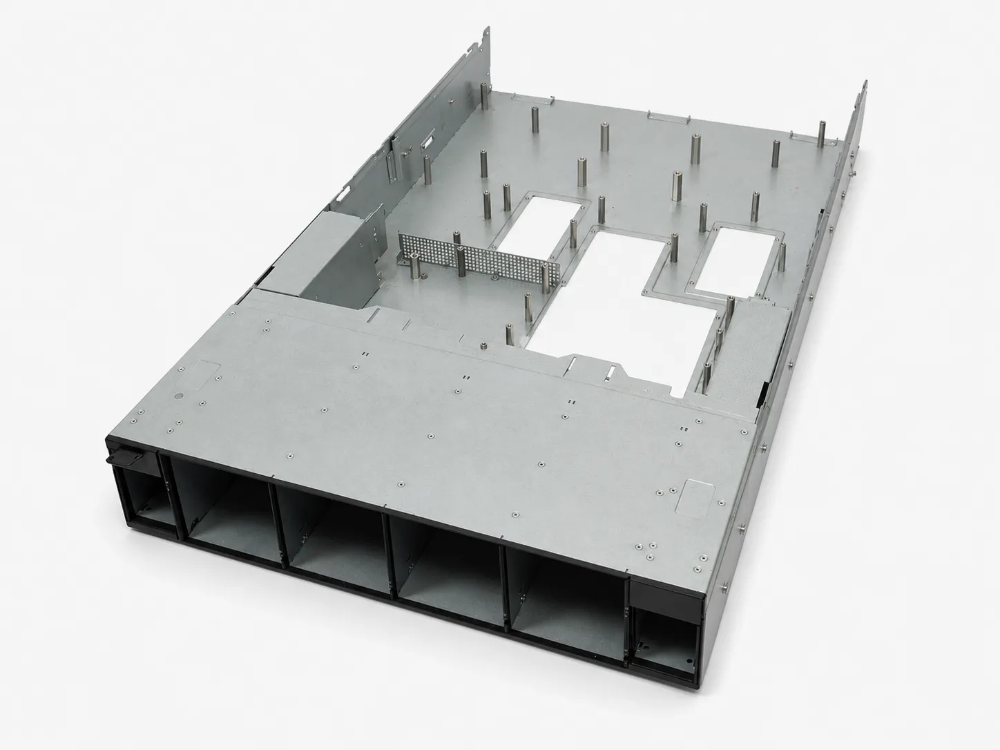 AI accelerator chassis sheet metal enclosure with internal standoffs