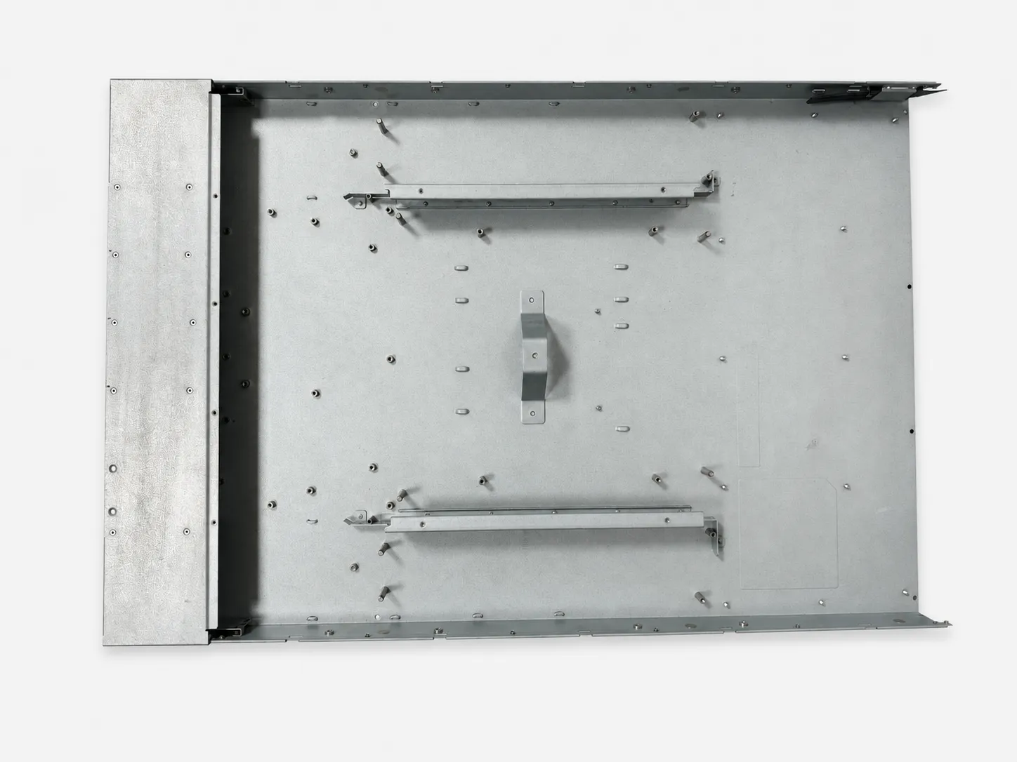 AI accelerator chassis top view and GPU server metal housing