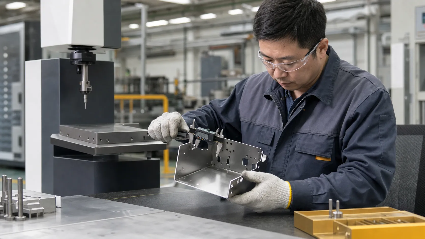 Progressive die sample and stamped part dimensional inspection