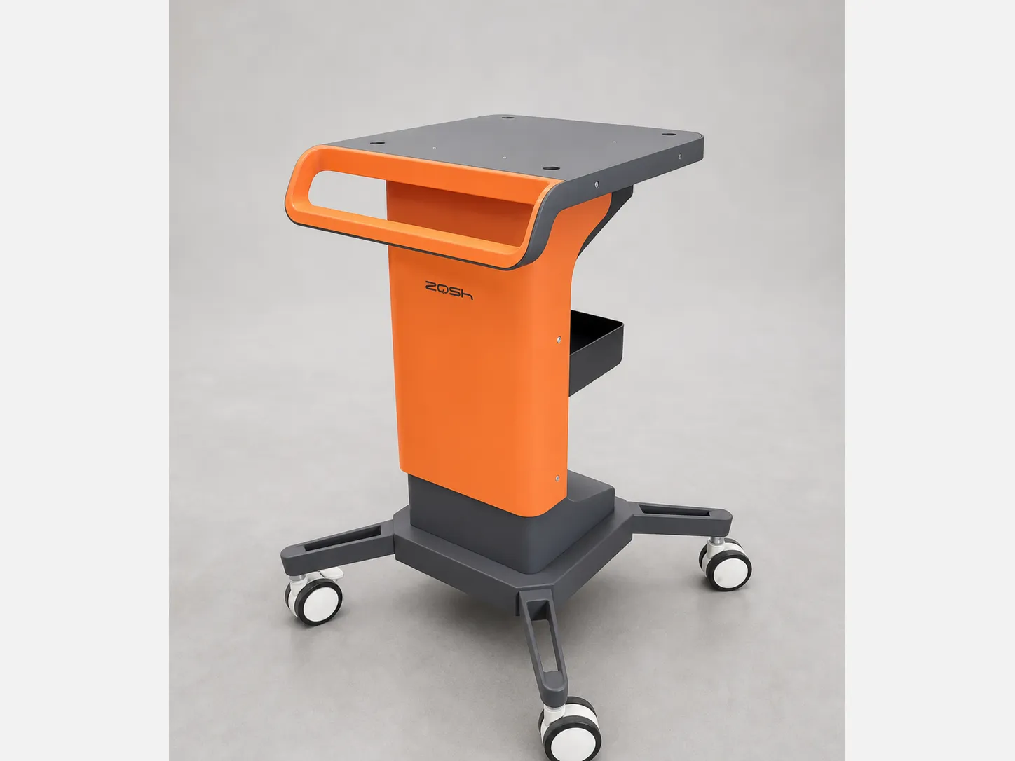 Medical equipment sheet metal enclosure and rolling cart frame