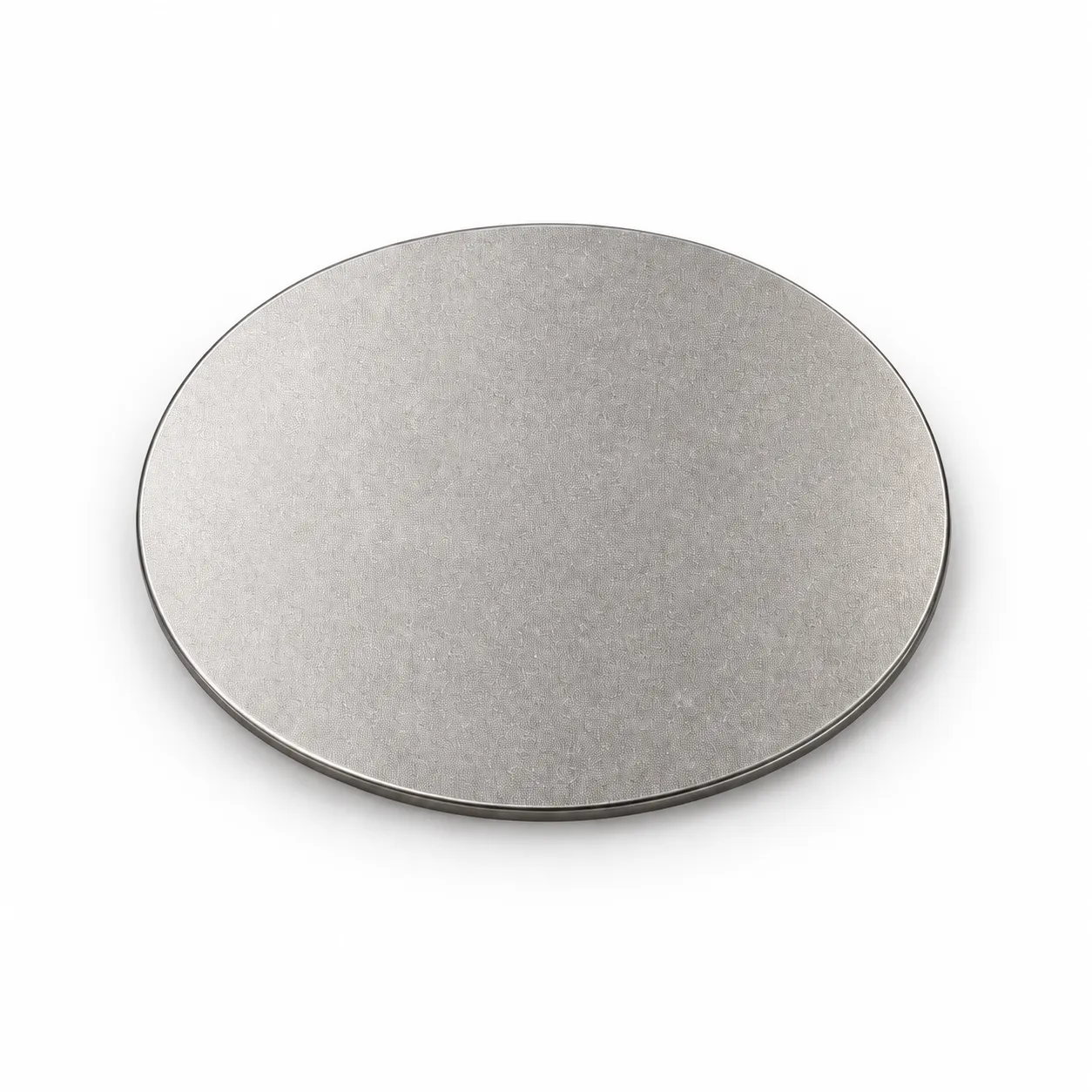 Oval coaster with a satin silver appearance