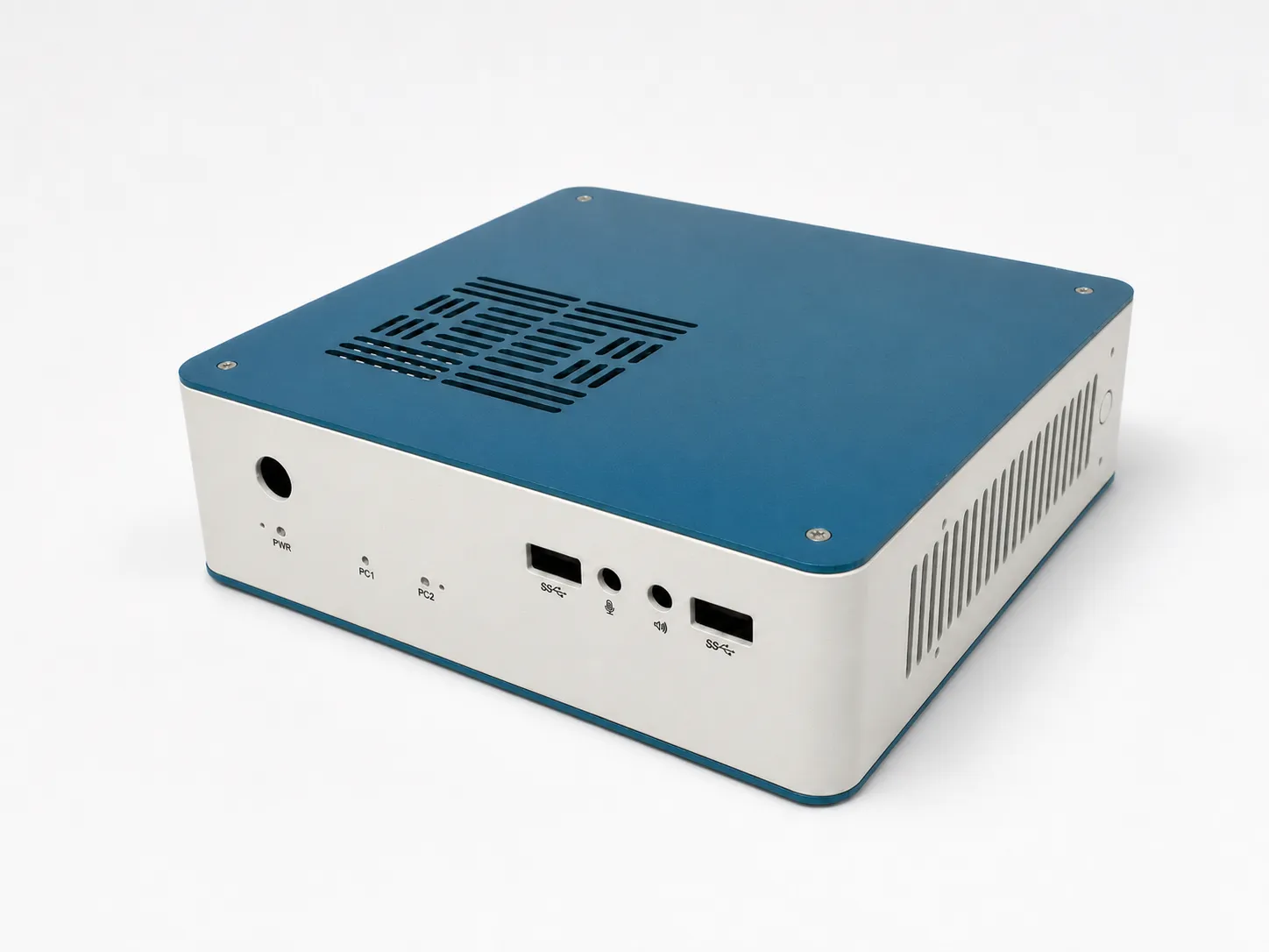 Small form factor PC chassis with front ports and side vents