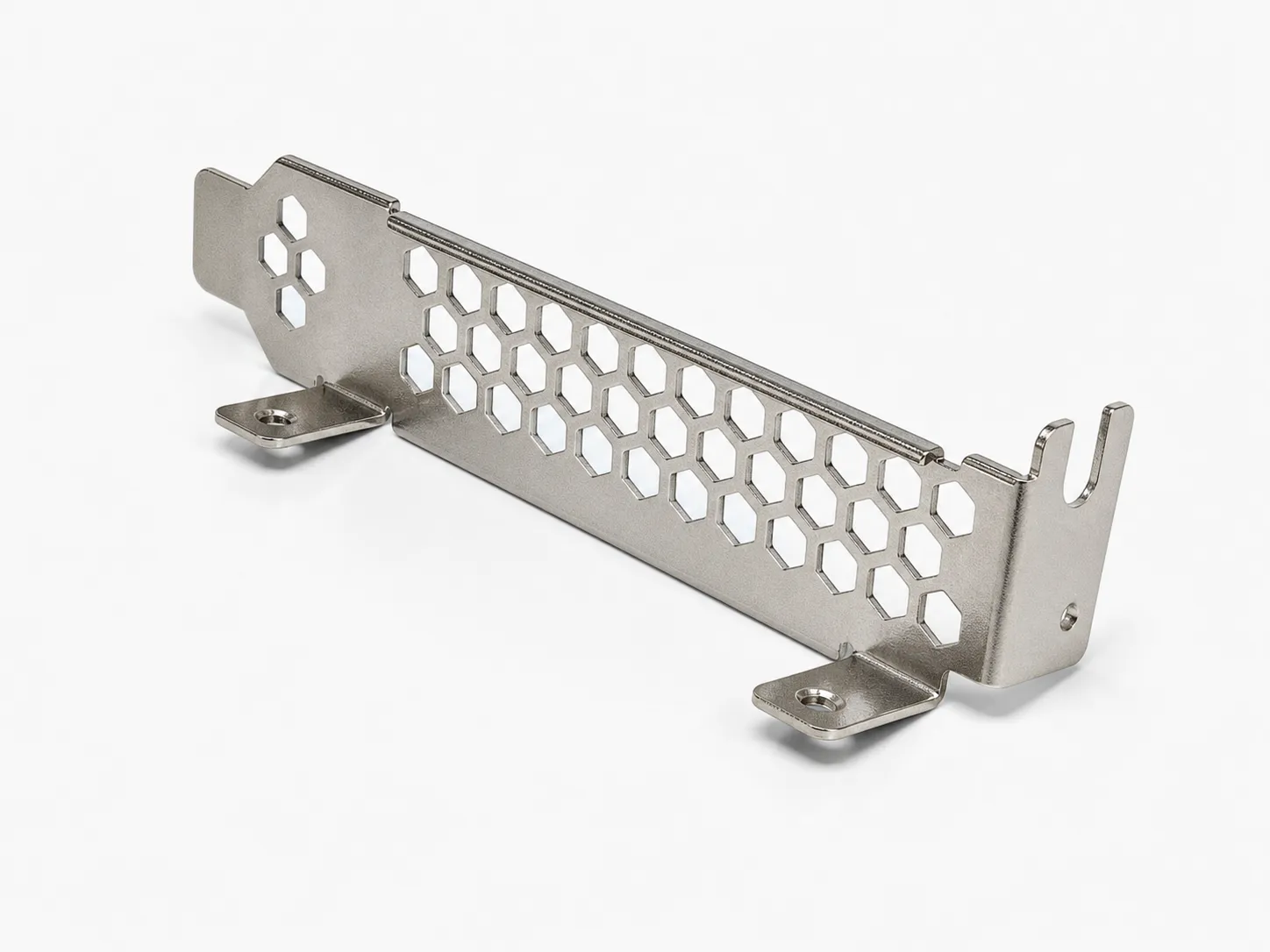 Stamped metal bracket with honeycomb ventilation holes