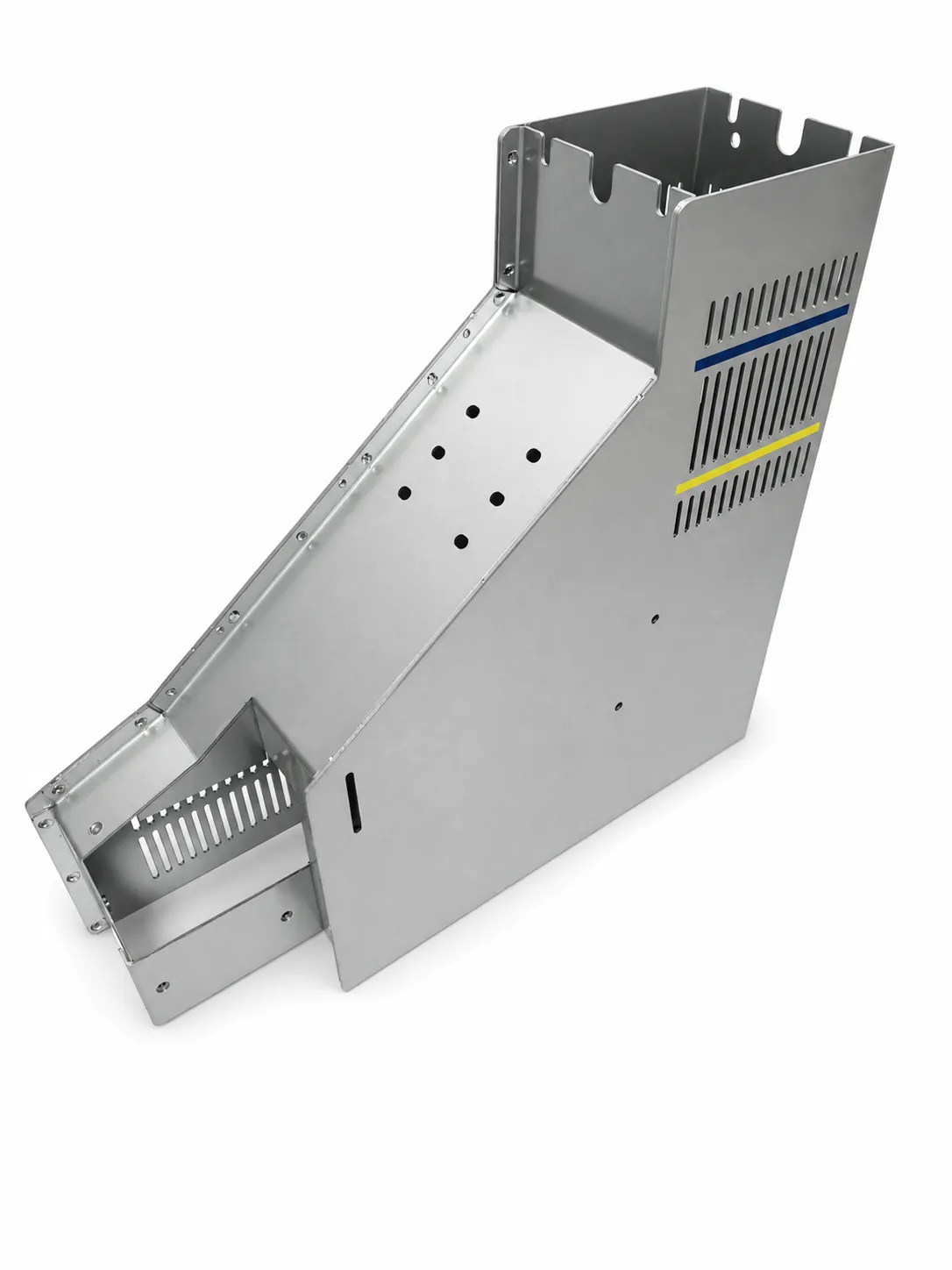 Open unbranded sheet metal assembly with formed panels and installed hardware